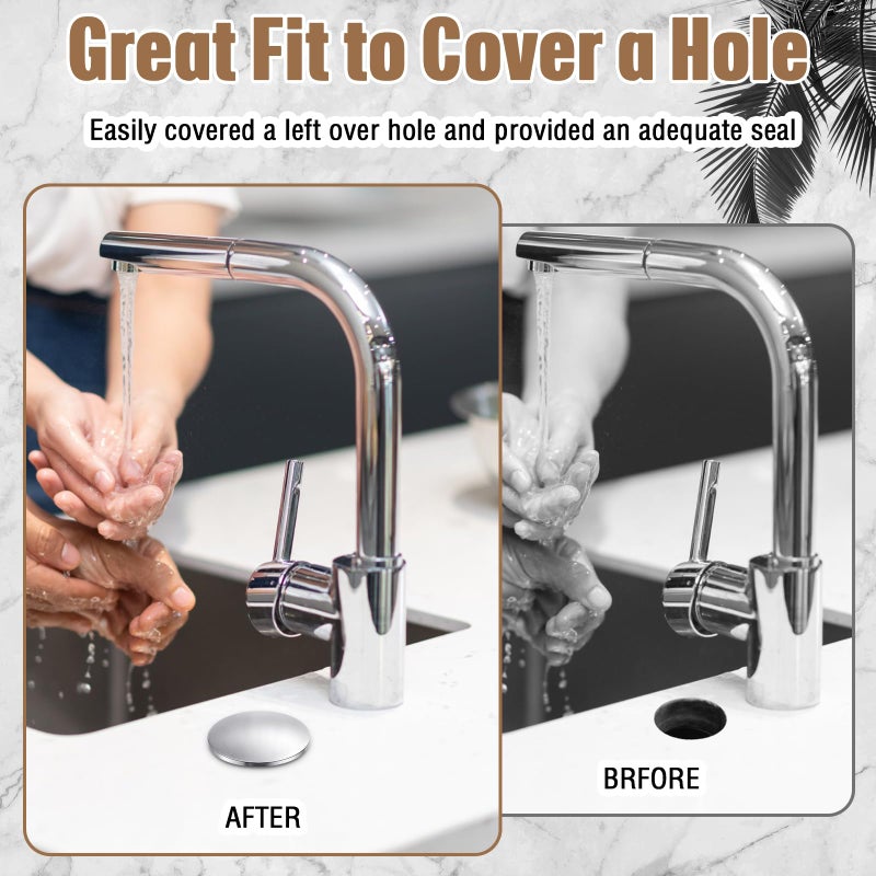 LEIFIDE 2 Pcs 2 Inch Kitchen Sink Hole Cover Faucet Hole Cover Stainless Steel Kitchen Sink Tap Plate Stopper Blanking Metal Plug(Brushed Stainless Steel) - Image 4