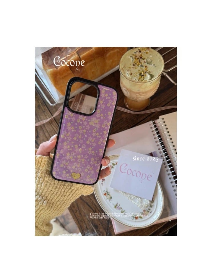 NIBEMINENT Love Flower Protective TPU Case Cover For iPhone 16 Plus, Purple Background With Floral Patterns