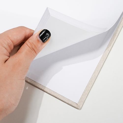 Hiwhy ألبوم صور هاي واي 7x7 بوصة مع غلاف من الكتان وصفحات بيضاء 20 ورقة كتاب ذكريات صغير بيج - Image 3