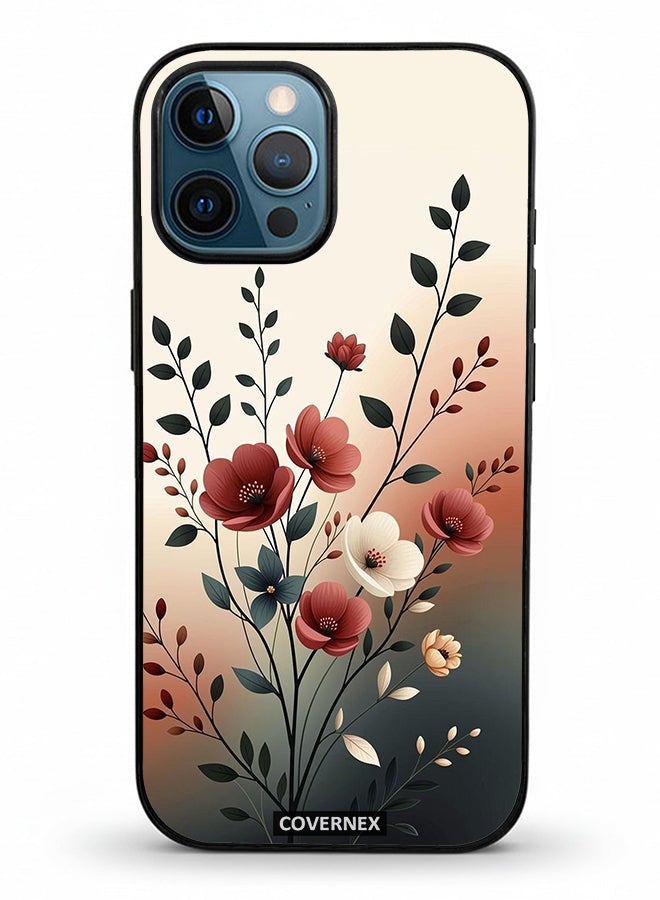 Covernex Apple iPhone 12 Pro Max Protective Case Cover Printed Featuring Elegant Soft Pastel Florals - Image 2