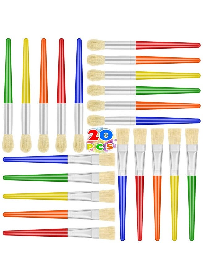 انزيوس فرش طلاء Anezus 20 قطعة من فرش طلاء الأطفال، فرش طلاء كبيرة للأطفال الصغار لطلاء أكريليك قابل للغسل - Image 1