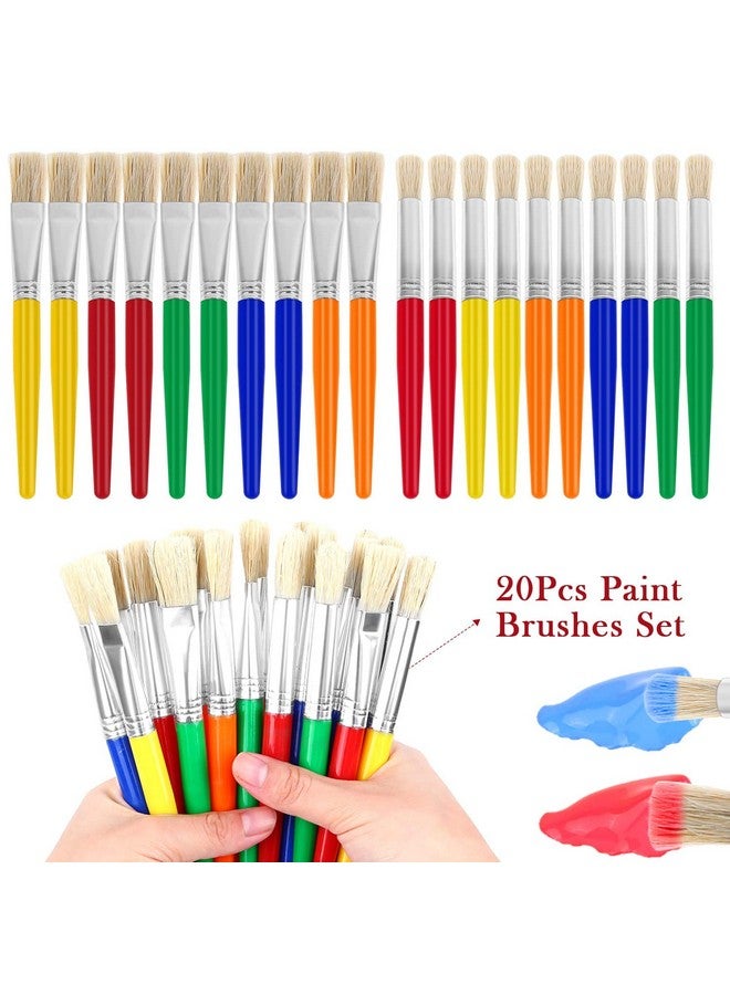 انزيوس فرش طلاء Anezus 20 قطعة من فرش طلاء الأطفال، فرش طلاء كبيرة للأطفال الصغار لطلاء أكريليك قابل للغسل - Image 2