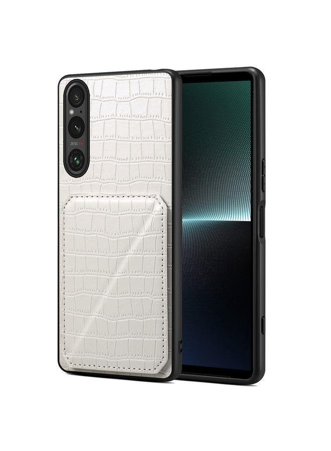 Case For Sony Xperia 1 V Imitation Crocodile Leather Back Phone Case with Holder