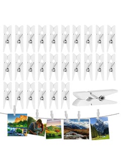 Oasisgalore White Mini Wooden Clips, for Paper, Photos, Clothes, Decor  - Image 1