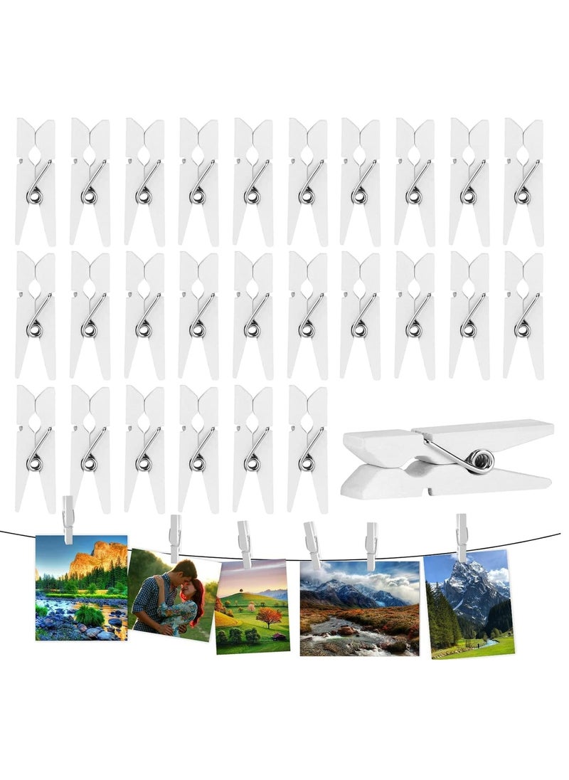 Oasisgalore White Mini Wooden Clips, for Paper, Photos, Clothes, Decor  - Image 1