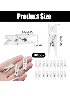 Oasisgalore White Mini Wooden Clips, for Paper, Photos, Clothes, Decor  - Image 2