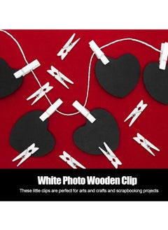 Oasisgalore White Mini Wooden Clips, for Paper, Photos, Clothes, Decor  - Image 3