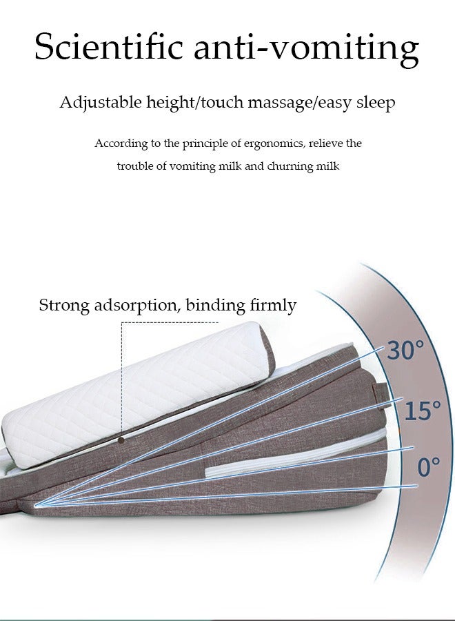 DUNISO وسادة مائلة للأطفال، وسادة مضادة للتقيؤ، وسادة رعاية، وسادة تغذية، أداة تغذية لحماية عمود الطفل، ثلاث ارتفاعات قابلة للتعديل، قابلة للطي والفصل، مع مقبض، مناسبة للأطفال من عمر 0 إلى 3 سنوات - Image 4