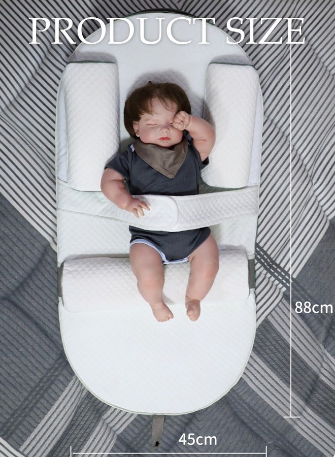 DUNISO وسادة مائلة للأطفال، وسادة مضادة للتقيؤ، وسادة رعاية، وسادة تغذية، أداة تغذية لحماية عمود الطفل، ثلاث ارتفاعات قابلة للتعديل، قابلة للطي والفصل، مع مقبض، مناسبة للأطفال من عمر 0 إلى 3 سنوات - Image 2