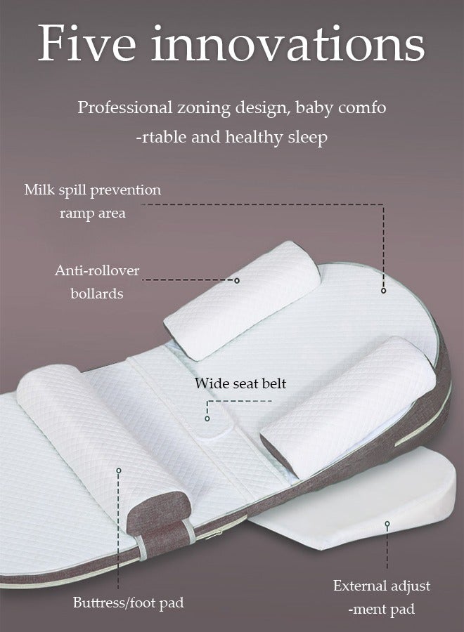 DUNISO وسادة مائلة للأطفال، وسادة مضادة للتقيؤ، وسادة رعاية، وسادة تغذية، أداة تغذية لحماية عمود الطفل، ثلاث ارتفاعات قابلة للتعديل، قابلة للطي والفصل، مع مقبض، مناسبة للأطفال من عمر 0 إلى 3 سنوات - Image 5