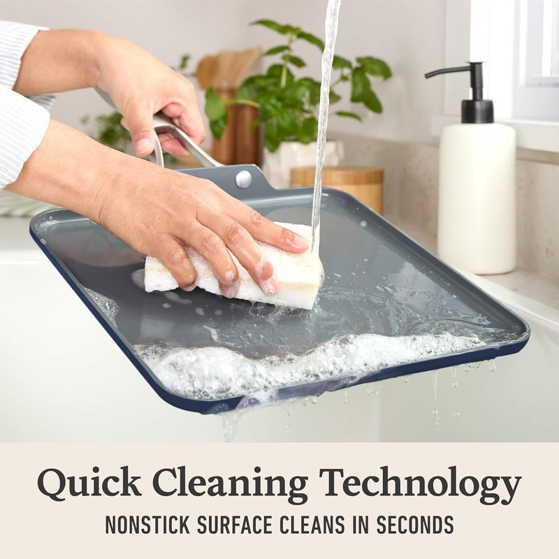 Calphalon ® Premier Ceramic Nonstick 11" Square Griddle, Midnight Blue - Image 2