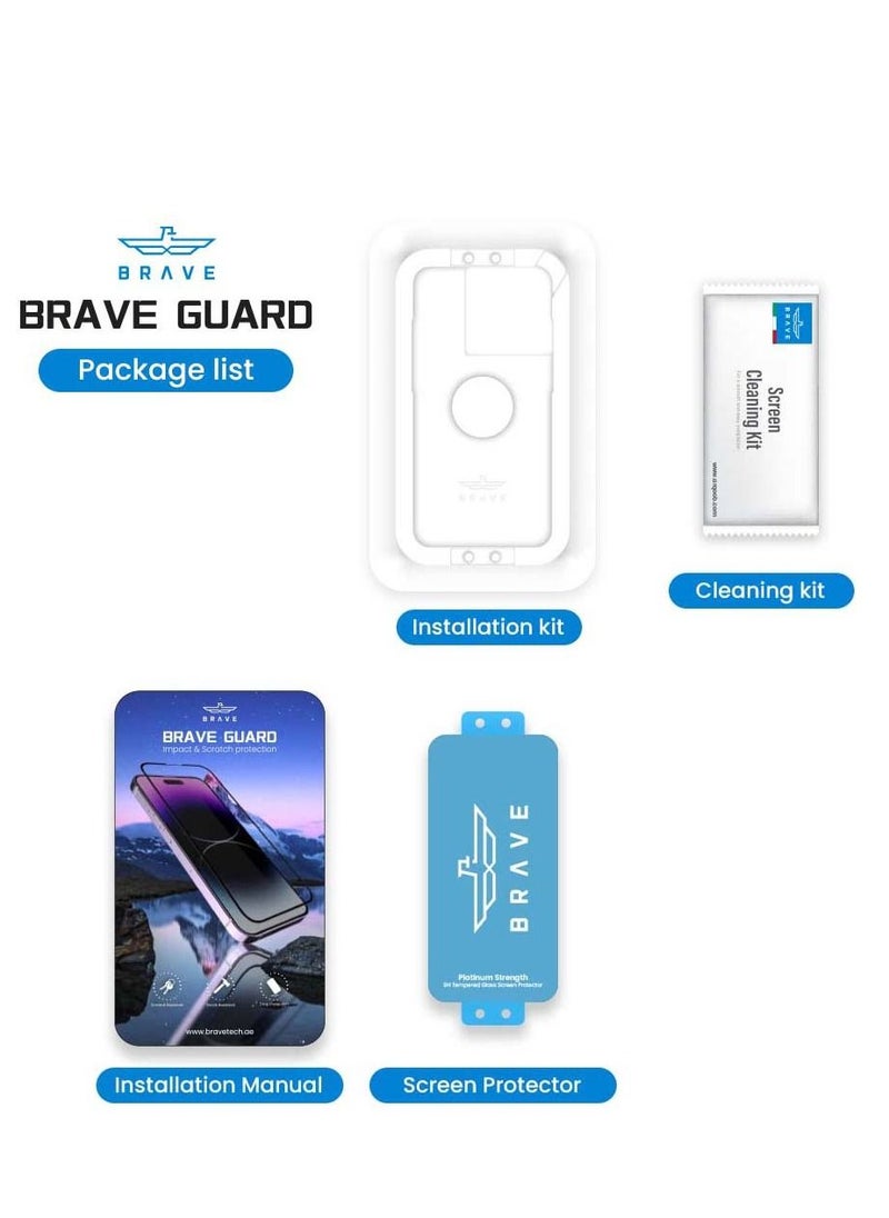 Brave - Premium 9H Tempered Glass Screen Protector for iPhone 13 Pro Max 6.7inch Unbreakable Edge to Edge Coverage Bubble Free, HD Clear, Anti-Scratch, Anti Crack, Easy Installation Including Easy Align Tray - Image 1