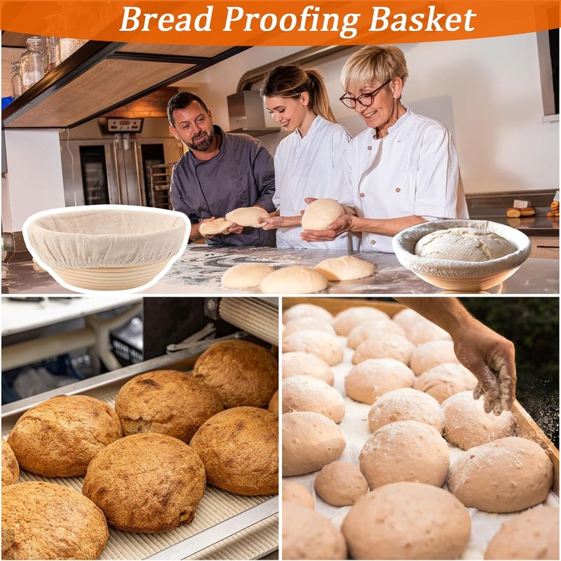 nalcant 9 inch Round Banneton Bread Proofing Basket Sourdough Bread Baking Supplies Set of 4 Sourdough Starter Kit Baking Gifts - Image 5