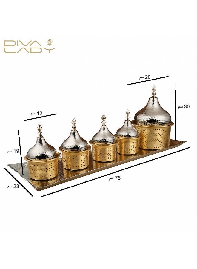 DIVA LADY 🌟 Luxury Gold & Silver Metal Serving Set – Exquisite Indian Craftsmanship 🇮🇳 - Image 2