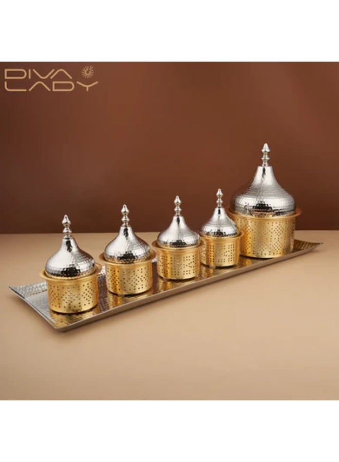 DIVA LADY 🌟 Luxury Gold & Silver Metal Serving Set – Exquisite Indian Craftsmanship 🇮🇳 - Image 1