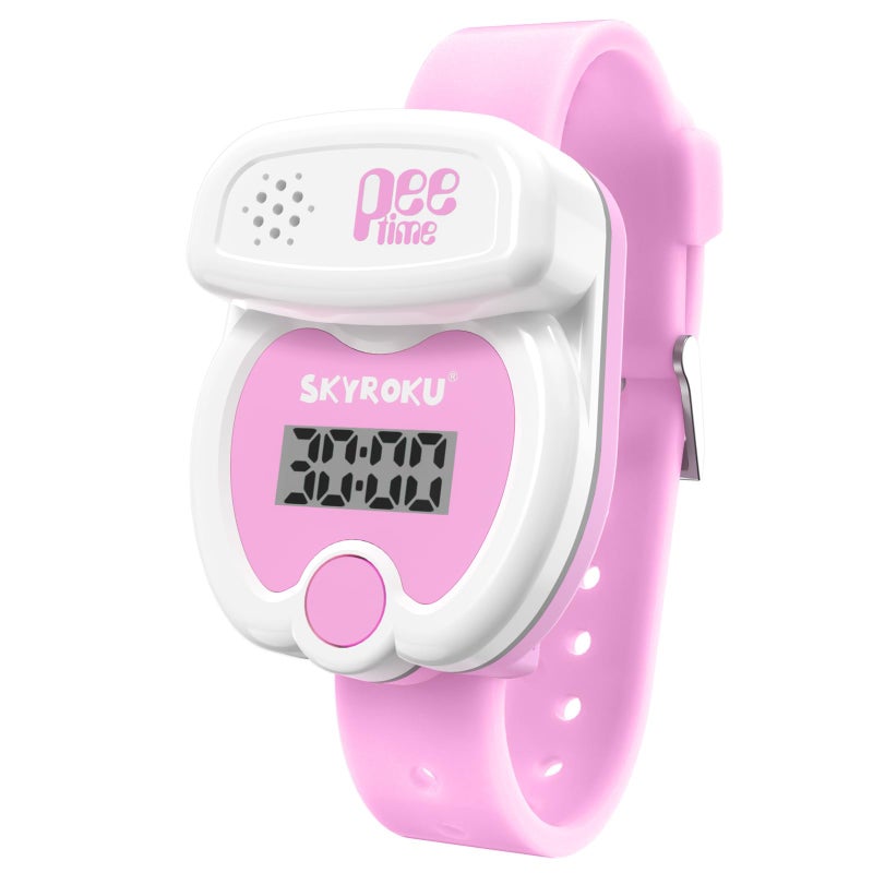 SKYROKU Potty Training Watch for Toddlers – Cute Toilet Shape, Music & Light Reminders, 3 Songs, Countdown Timer, Replaceable Battery, Silicone Strap – Easy Setup & Safe for Kids(Pink) - Image 1