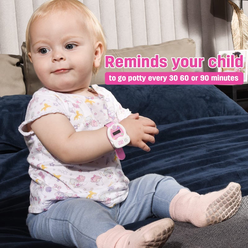 SKYROKU Potty Training Watch for Toddlers – Cute Toilet Shape, Music & Light Reminders, 3 Songs, Countdown Timer, Replaceable Battery, Silicone Strap – Easy Setup & Safe for Kids(Pink) - Image 3