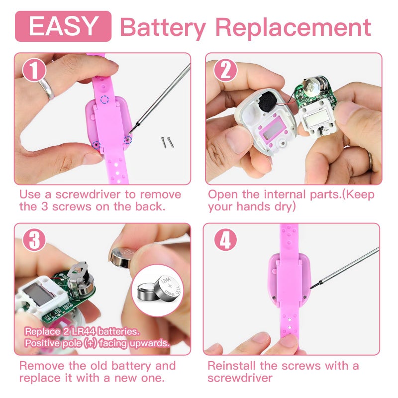 SKYROKU Potty Training Watch for Toddlers – Cute Toilet Shape, Music & Light Reminders, 3 Songs, Countdown Timer, Replaceable Battery, Silicone Strap – Easy Setup & Safe for Kids(Pink) - Image 5