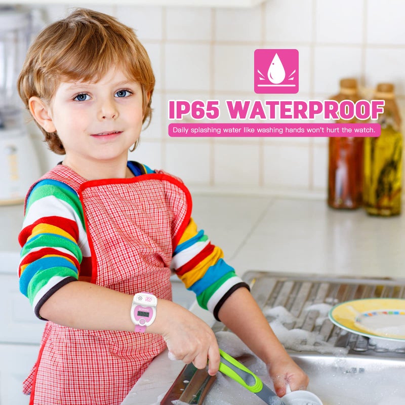 SKYROKU Potty Training Watch for Toddlers – Cute Toilet Shape, Music & Light Reminders, 3 Songs, Countdown Timer, Replaceable Battery, Silicone Strap – Easy Setup & Safe for Kids(Pink) - Image 4