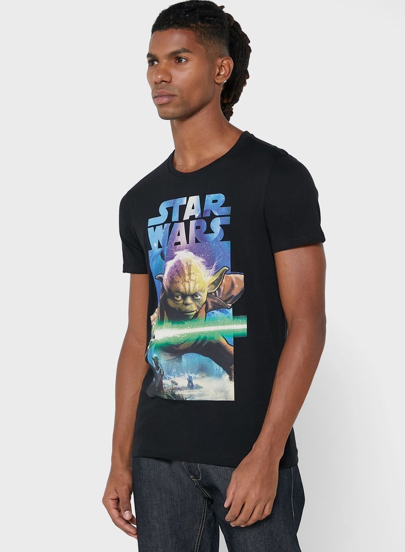 DIFUZED Yoda Poster Crew Neck T-Shirt - Image 1
