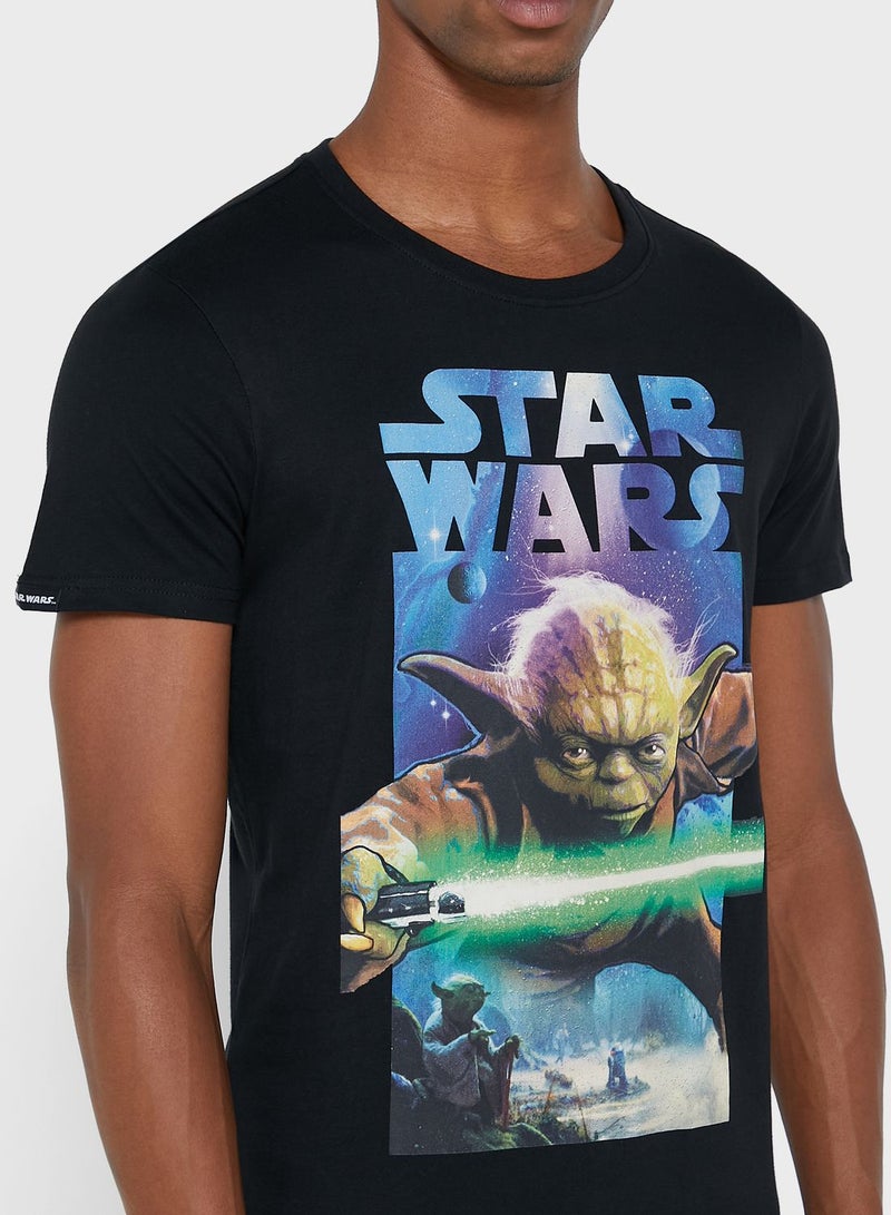 DIFUZED Yoda Poster Crew Neck T-Shirt - Image 3