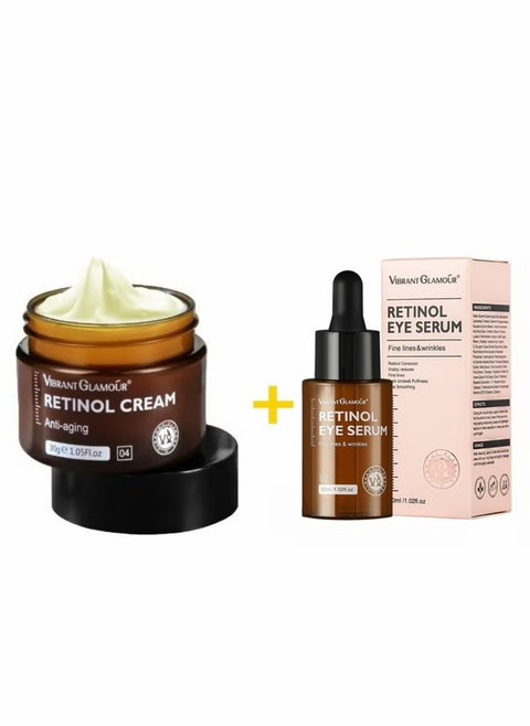 Effective Anti Aging Retinol Cream and Retinol Eye Serum Cream Collagen Anti Aging Collagen Firming Serum Anti wrinkle Cream Skin Tightening Lifting Hydrating Cream and Serum Combo