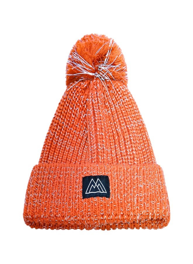 YATANAM Baby Beanie Reflective Toddler Winter Hat Knitted Infant Beanies for Girls Boys Novelty Pom Pom Hats (6-24 Months, A-Orange) - Image 2