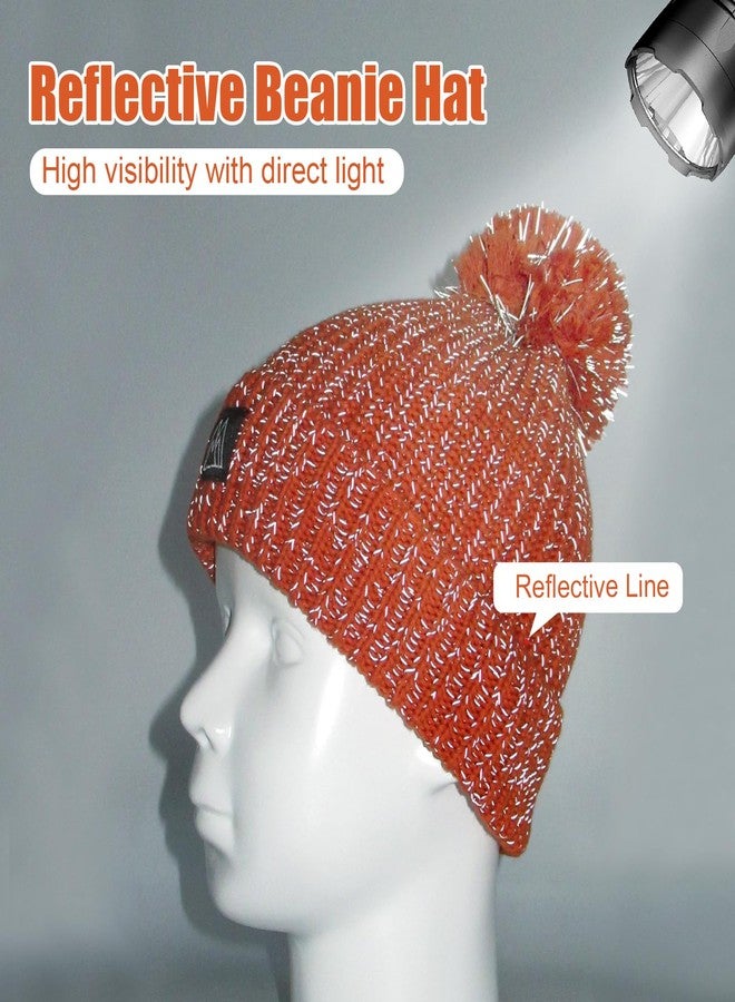 YATANAM Baby Beanie Reflective Toddler Winter Hat Knitted Infant Beanies for Girls Boys Novelty Pom Pom Hats (6-24 Months, A-Orange) - Image 5
