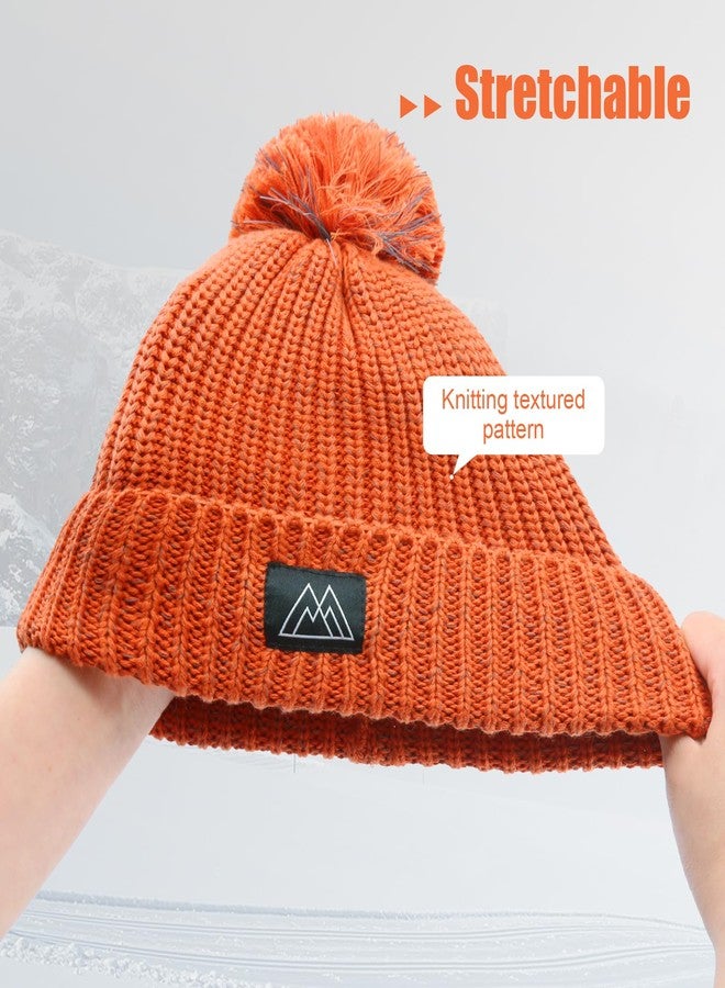 YATANAM Baby Beanie Reflective Toddler Winter Hat Knitted Infant Beanies for Girls Boys Novelty Pom Pom Hats (6-24 Months, A-Orange) - Image 4