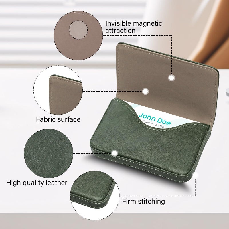 AI-DEE RFID Blocking Wallet - Minimalist Leather Business Credit Card Holder (12-Green) - Image 3