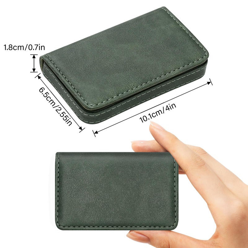 AI-DEE RFID Blocking Wallet - Minimalist Leather Business Credit Card Holder (12-Green) - Image 2