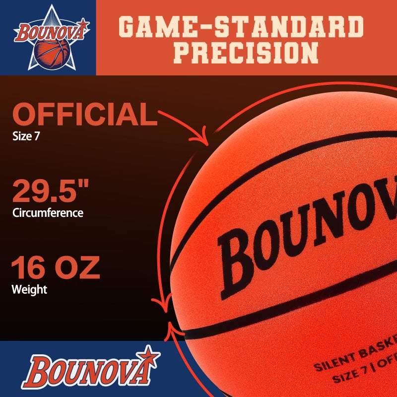 Bounova Silent Basketball Size 7 | Real Feel Powerful Bounce | Elegant Gift Box Packaging | Pro-Grade Pu Foam Indoor Basketballs For Quiet Dribbling & Training - Image 3