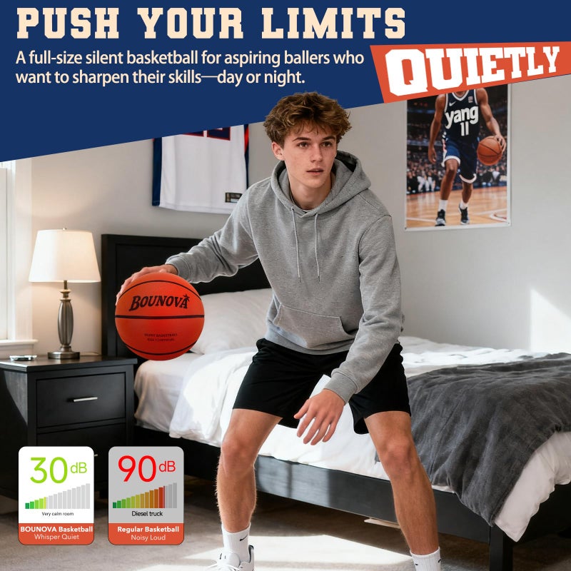Bounova Silent Basketball Size 7 | Real Feel Powerful Bounce | Elegant Gift Box Packaging | Pro-Grade Pu Foam Indoor Basketballs For Quiet Dribbling & Training - Image 2