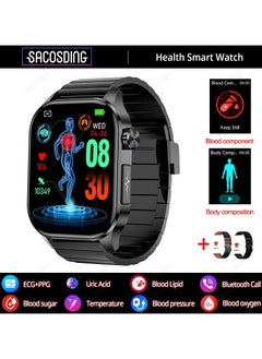 Saco Health Smart Watch Blood Glucose Monitoring Uric Acid ECG+PPG+HRV Heart Rate Body Composition Bluetooth Call Smartwatch  - Image 1