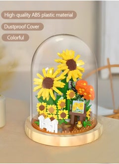 GROIC Flower Bouquets Building Sets,Sunflower Building Blocks with Dust Cover Home Decor, Gifts for Girlfriend Lover Wife Women,Flower DIY Toy  - Image 3