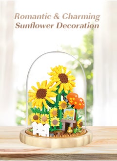 GROIC Flower Bouquets Building Sets,Sunflower Building Blocks with Dust Cover Home Decor, Gifts for Girlfriend Lover Wife Women,Flower DIY Toy  - Image 4