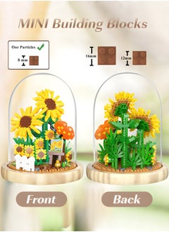 GROIC Flower Bouquets Building Sets,Sunflower Building Blocks with Dust Cover Home Decor, Gifts for Girlfriend Lover Wife Women,Flower DIY Toy  - Image 2