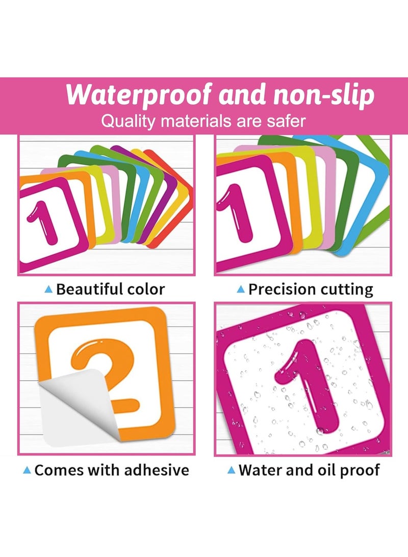 10Pcs Hopscotch Game Floor Stickers, Number Lattice Floor Sticker with 1 Pair Kids Footprint Stickers, Funny Puzzle Games Wall Decals for Classroom Bedroom Living Room Ground Corridor Nursery - Image 5