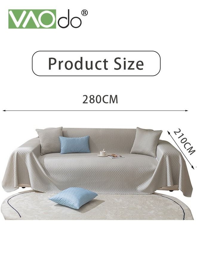 3-seater Cool Sofa Slipcover Soft and Comfortable Elastic Sofa Cover 3D Concave-Convex Design Breathable and Refreshing Pets Dogs Friendly Anti Slip Thickened Slipcovers Furniture Protector