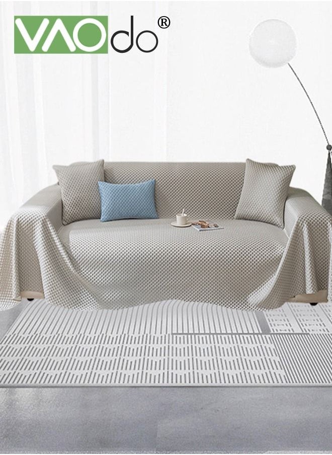 3-seater Cool Sofa Slipcover Soft and Comfortable Elastic Sofa Cover 3D Concave-Convex Design Breathable and Refreshing Pets Dogs Friendly Anti Slip Thickened Slipcovers Furniture Protector