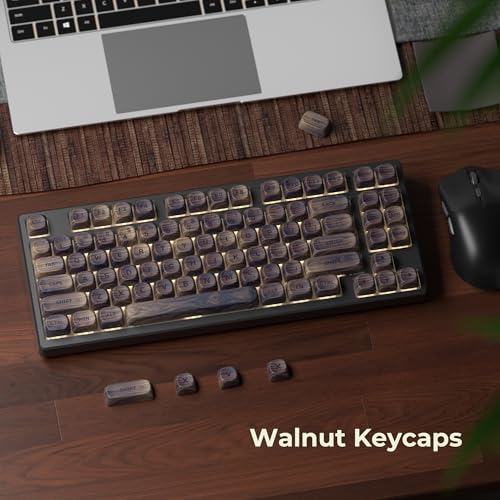 OHY XVX Wood Keycaps,MOA PBT Keycaps Dye-Sublimation 130 pcs Keycap Set for Mechanical Keyboard 61/64/75/84/87/104/108 Layout with Key Puller, Walnut Textures - Image 5