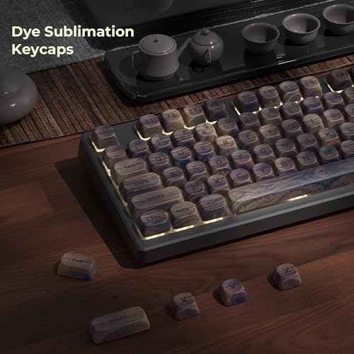 OHY XVX Wood Keycaps,MOA PBT Keycaps Dye-Sublimation 130 pcs Keycap Set for Mechanical Keyboard 61/64/75/84/87/104/108 Layout with Key Puller, Walnut Textures - Image 2