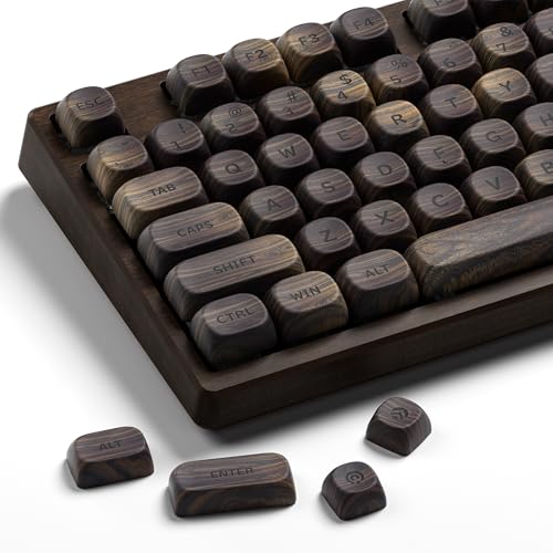 OHY XVX Wood Keycaps,MOA PBT Keycaps Dye-Sublimation 130 pcs Keycap Set for Mechanical Keyboard 61/64/75/84/87/104/108 Layout with Key Puller, Walnut Textures - Image 1