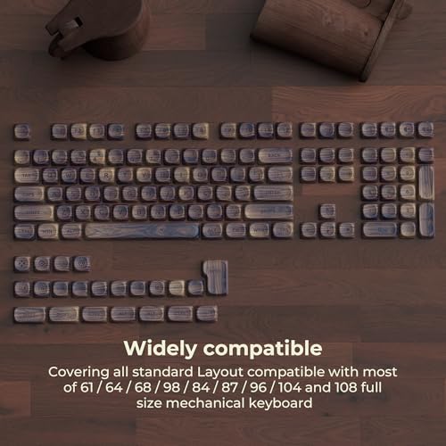 OHY XVX Wood Keycaps,MOA PBT Keycaps Dye-Sublimation 130 pcs Keycap Set for Mechanical Keyboard 61/64/75/84/87/104/108 Layout with Key Puller, Walnut Textures - Image 4