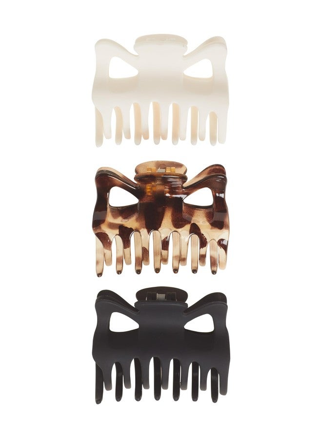 Goody SlideProof Large Claw Clips - 3 Ct, Tortoise Print, Black Matte & Ivory, Secure Grip Hair Styling Accessories for Women & Men, All Hair Types - Image 3