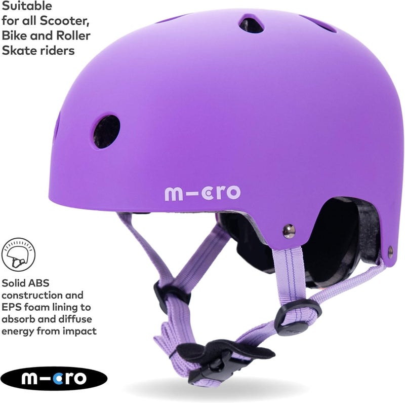 Micro Deluxe Children's Helmet - Adjustable Cycling Headwear for Boys & Girls, Purple (48-54cm) - Image 2