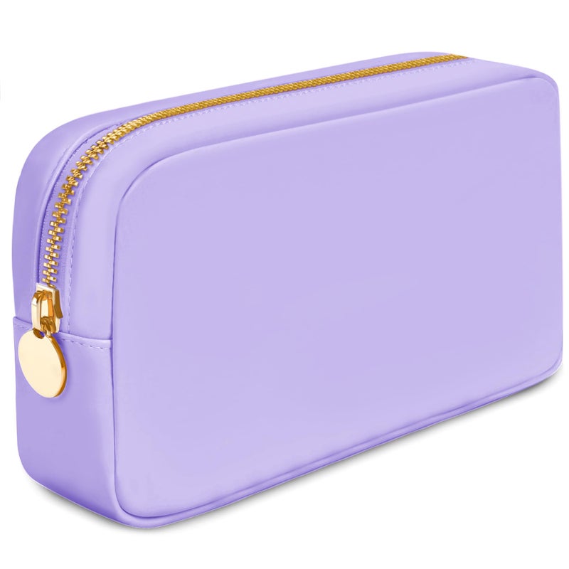 DANCOUR Small Makeup Bag for Purse Cute Preppy Cosmetic Pouch Travel Organizer Mini Nylon Zipper Bag for Women and Girls Purple - Image 2