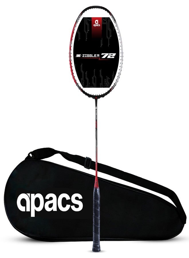 أباك مضرب تنس الريشة APACS Z-Ziggler 72 (30 رطل، 72 غرام) بدون أوتار مع غطاء كامل (أسود أحمر) - Image 2