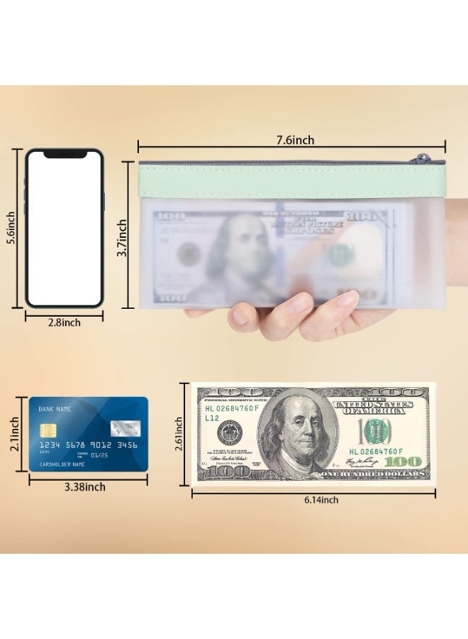 وينر حقائب نقود بسحاب، قطعتان من أكياس الإيداع البنكي الشفافة، مظاريف نقود بلاستيكية شفافة لتنظيم النقود والعملات المعدنية والشيكات والفواتير، حقيبة محفظة نقود، 7.6 × 3.7 بوصة - Image 2