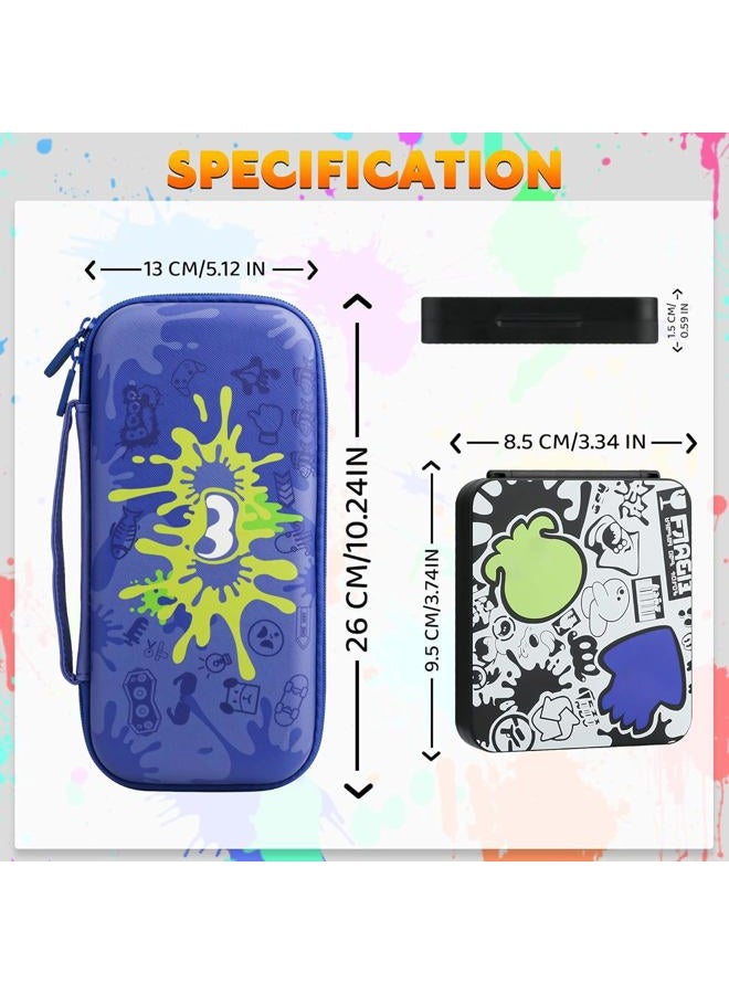 GLDRAM Carrying Case Bundle for Nintendo Switch / OLED, Theme for Splatoon 3 Travel Case for Switch, Portable Accessories Kit with Game Card Holder, Thumb Grip Caps - Image 4